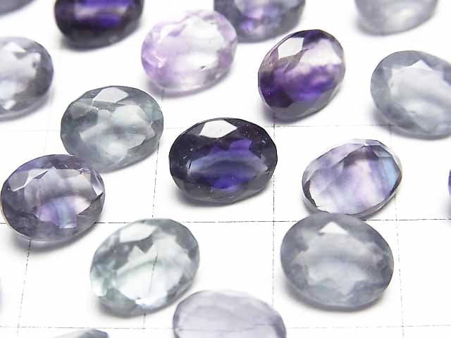 [Video]High Quality Multicolor Fluorite AAA Loose stone Oval Faceted 9x7mm 2pcs