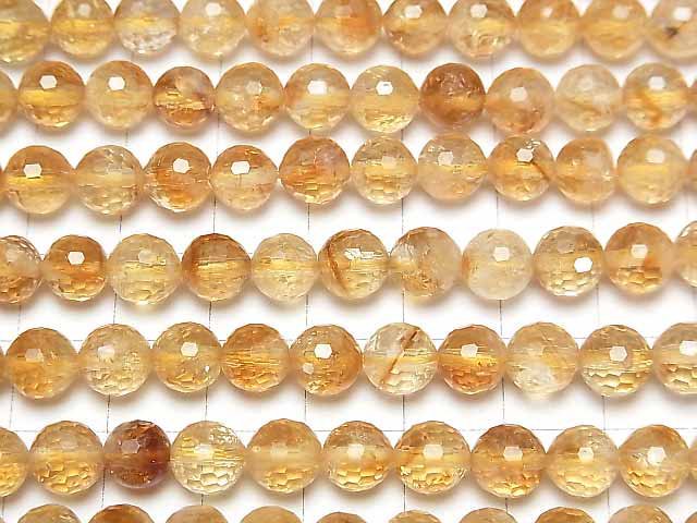 [Video]High Quality! Phantom Citrine AA++ 128Faceted Round 7mm half or 1strand beads (aprx.15inch/36cm)