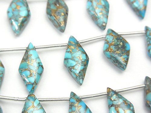 [Video]Blue Copper Turquoise AAA Diamond 17x8mm half or 1strand (8pcs )