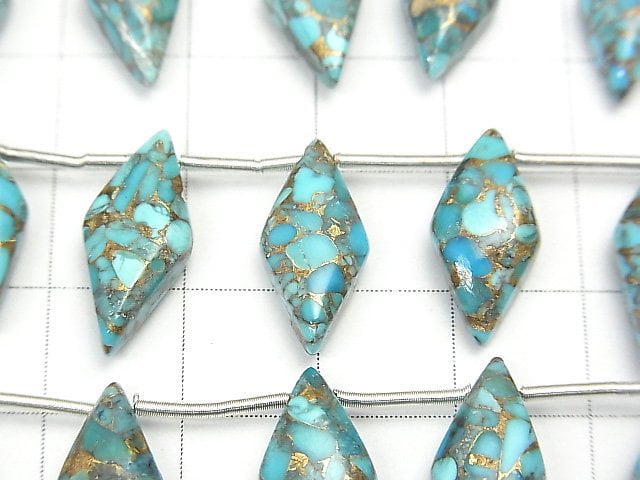 [Video]Blue Copper Turquoise AAA Diamond 17x8mm half or 1strand (8pcs )