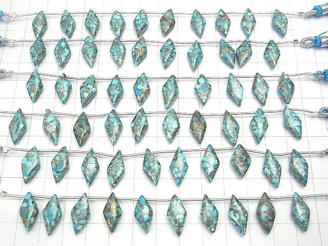 [Video]Blue Copper Turquoise AAA Diamond 17x8mm half or 1strand (8pcs )