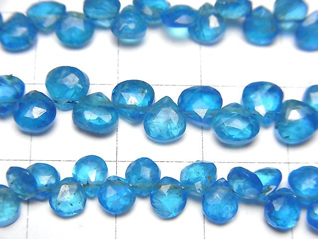 [Video]High Quality Neon Blue Apatite AA++ Chestnut Faceted Briolette half or 1strand beads (aprx.7inch/18cm)