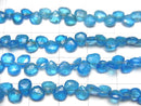 [Video]High Quality Neon Blue Apatite AA++ Chestnut Faceted Briolette half or 1strand beads (aprx.7inch/18cm)