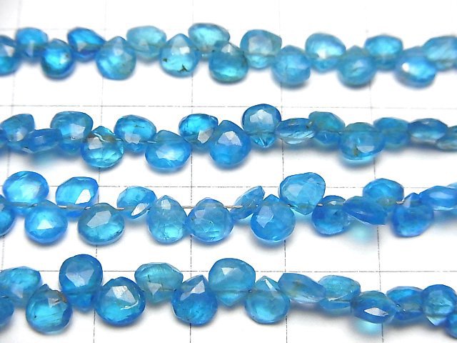 [Video]High Quality Neon Blue Apatite AA++ Chestnut Faceted Briolette half or 1strand beads (aprx.7inch/18cm)