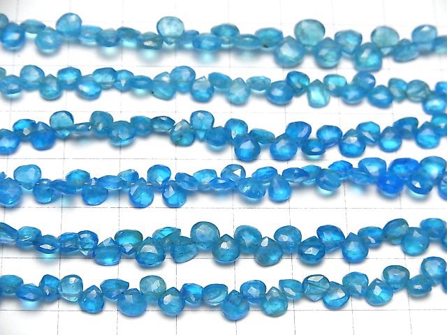 [Video]High Quality Neon Blue Apatite AA++ Chestnut Faceted Briolette half or 1strand beads (aprx.7inch/18cm)