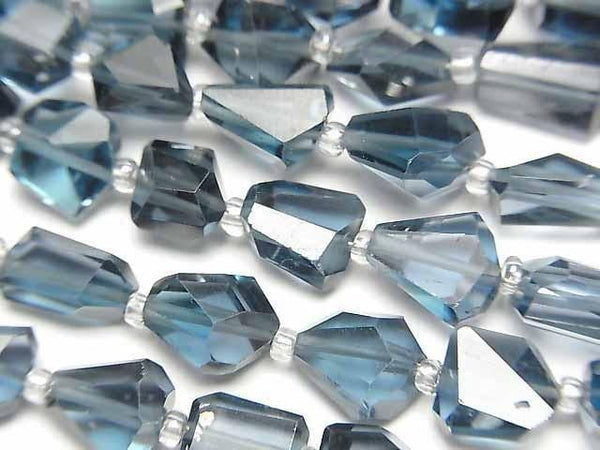 [Video]High Quality London Blue Topaz AAA- Faceted Nugget 1strand beads (aprx.4inch/10cm)