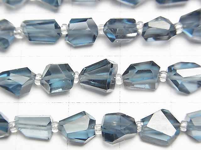 [Video]High Quality London Blue Topaz AAA- Faceted Nugget 1strand beads (aprx.4inch/10cm)