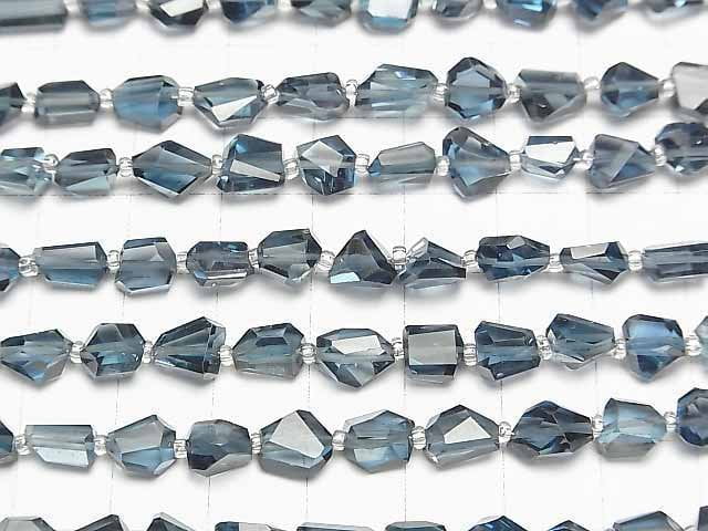 [Video]High Quality London Blue Topaz AAA- Faceted Nugget 1strand beads (aprx.4inch/10cm)