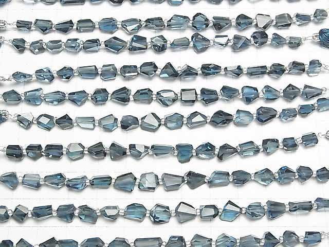 [Video]High Quality London Blue Topaz AAA- Faceted Nugget 1strand beads (aprx.4inch/10cm)