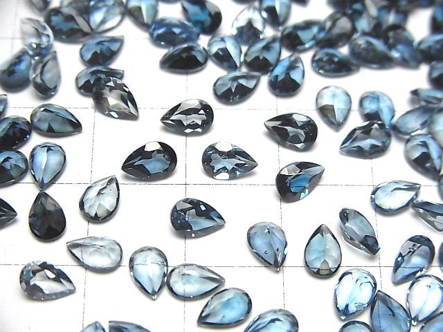 [Video]High Quality London Blue Topaz AAA Loose stone Pear shape Faceted 6x4mm 5pcs