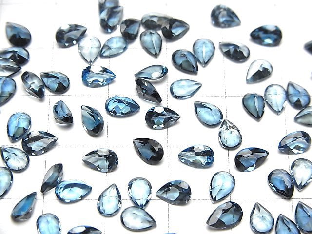 [Video]High Quality London Blue Topaz AAA Loose stone Pear shape Faceted 6x4mm 5pcs