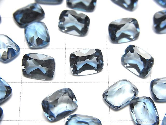 [Video]High Quality London Blue Topaz AAA Loose stone Rectangle Faceted 8x6mm 2pcs