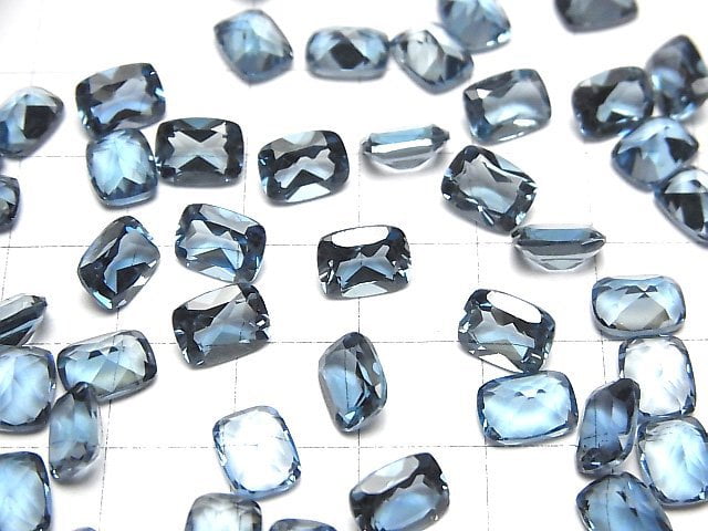 [Video]High Quality London Blue Topaz AAA Loose stone Rectangle Faceted 8x6mm 2pcs