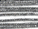 [Video]High Quality! Hematite Faceted Button Rondelle 3x3x2mm Silver coated 1strand beads (aprx.15inch/37cm)