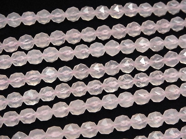 [Video]High Quality! Rose Quartz AA++ Star Faceted Round 8mm 1/4 or 1strand beads (aprx.15inch/38cm)