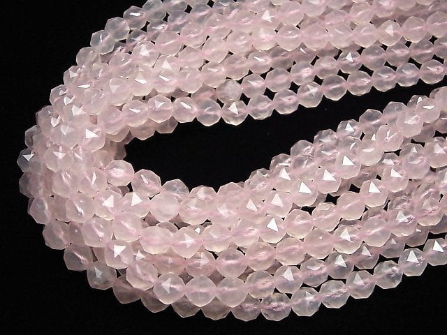 [Video]High Quality! Rose Quartz AA++ Star Faceted Round 8mm 1/4 or 1strand beads (aprx.15inch/38cm)