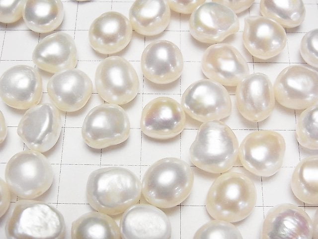 [Video] Fresh Water Pearl AA++ Loose stone Potato-Baroque 12-14mm White [Half Drilled Hole ] 4pcs