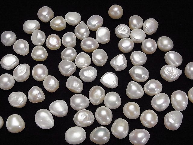 [Video] Fresh Water Pearl AA++ Loose stone Potato-Baroque 12-14mm White [Half Drilled Hole ] 4pcs