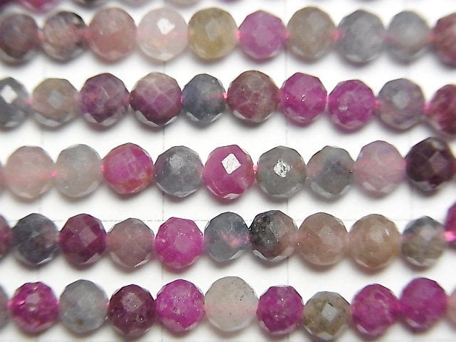 [Video]High Quality! Madagascar Multicolor Sapphire AA+ Faceted Round 4mm 1strand beads (aprx.15inch/37cm)