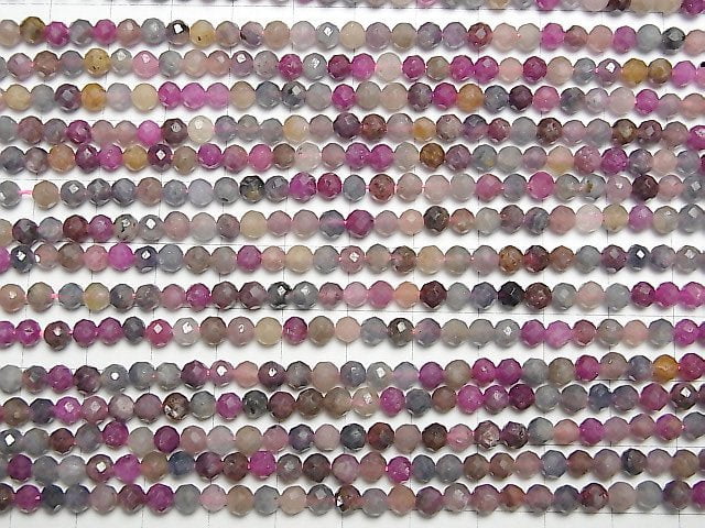 [Video]High Quality! Madagascar Multicolor Sapphire AA+ Faceted Round 4mm 1strand beads (aprx.15inch/37cm)