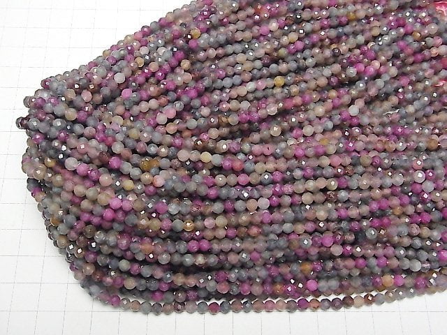 [Video]High Quality! Madagascar Multicolor Sapphire AA+ Faceted Round 4mm 1strand beads (aprx.15inch/37cm)