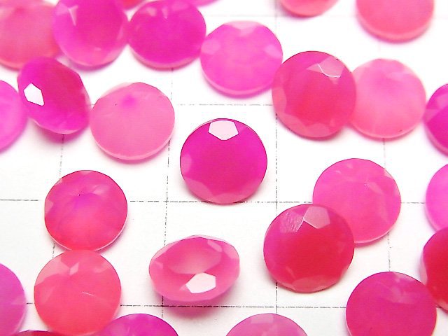 [Video]High Quality Fuchsia Pink Chalcedony AAA Loose stone Round Faceted 8x8mm 5pcs