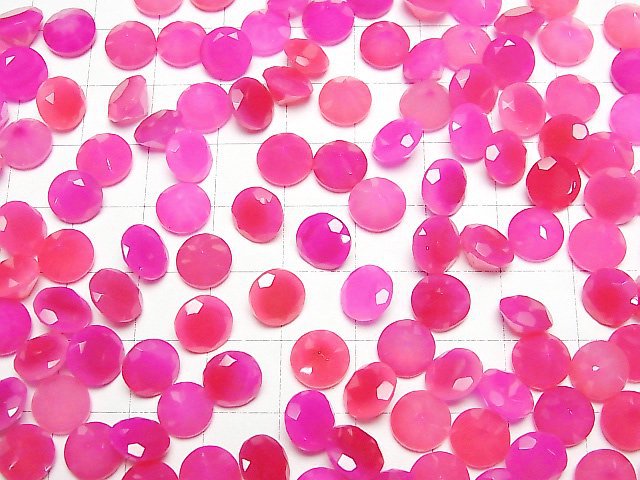 [Video]High Quality Fuchsia Pink Chalcedony AAA Loose stone Round Faceted 8x8mm 5pcs