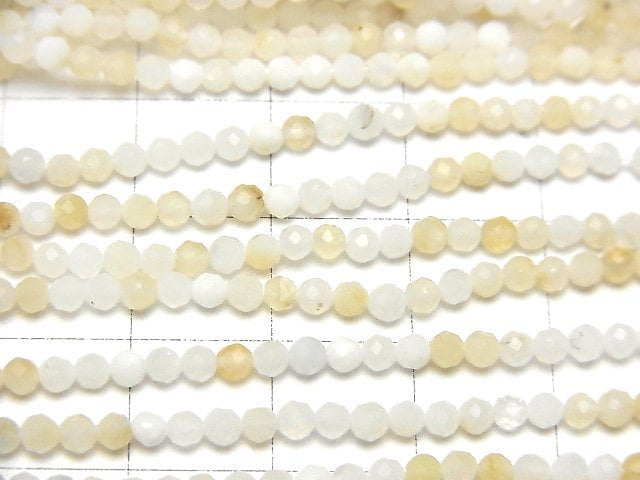 [Video]High Quality! White Opal AA++ Faceted Round 2.5mm 1strand beads (aprx.15inch/36cm)