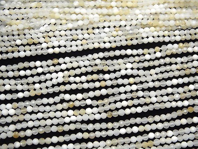 [Video]High Quality! White Opal AA++ Faceted Round 2.5mm 1strand beads (aprx.15inch/36cm)