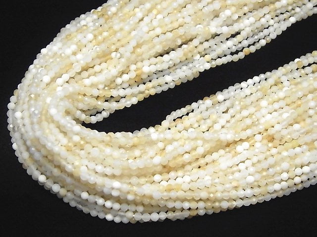 [Video]High Quality! White Opal AA++ Faceted Round 2.5mm 1strand beads (aprx.15inch/36cm)