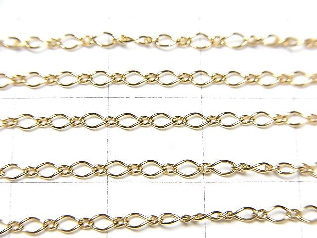 14KGF Marquise (long and short) chain, 1.8mm width, 10cm