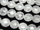 Coin, Cracked Crystal Gemstone Beads