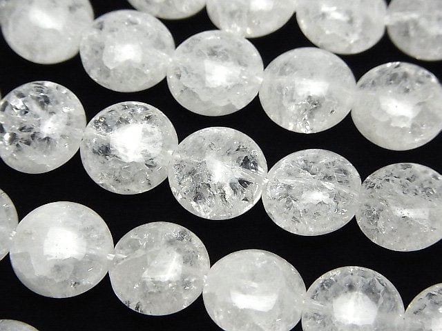 Coin, Cracked Crystal Gemstone Beads