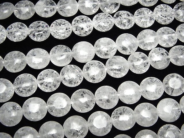 [Video]Cracked Crystal Coin 12x12x6mm 1strand beads (aprx.15inch/38cm)