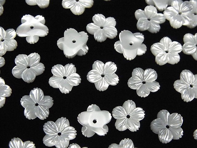 [Video]Mother of Pearl MOP AAA White Flower [8mm][10mm] Center hole 4pcs