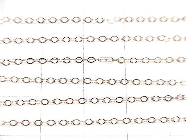 14KGF Pink Gold Filled Flat Cable Chain 1.3mm 10cm