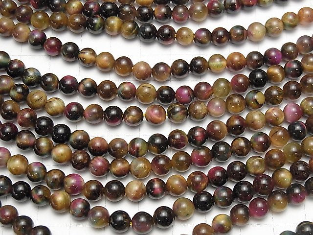 [Video] Mix Color Tiger's Eye AAA- Round 6mm 1strand beads (aprx.15inch/36cm)