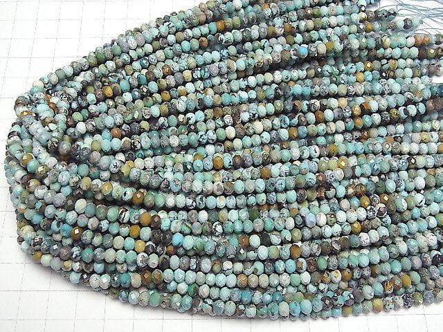 [Video]High Quality! Turquoise AA Faceted Button Rondelle 5x5x3mm half or 1strand beads (aprx.14inch/35cm)