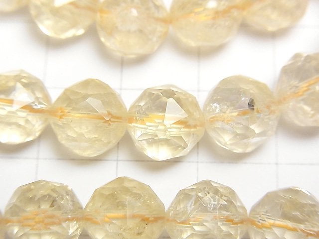 [Video]High Quality! Light color Citrine AA++ Star Faceted Round 10mm Bracelet