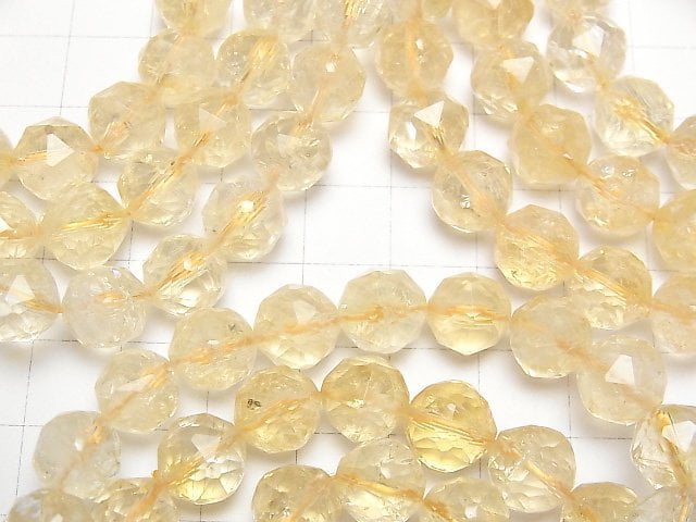 [Video]High Quality! Light color Citrine AA++ Star Faceted Round 10mm Bracelet