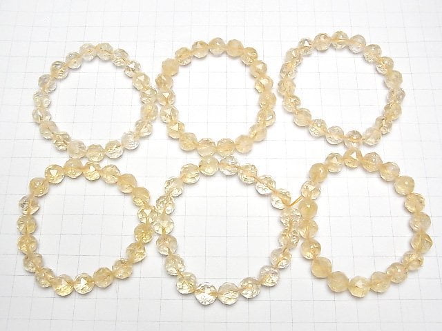 [Video]High Quality! Light color Citrine AA++ Star Faceted Round 10mm Bracelet