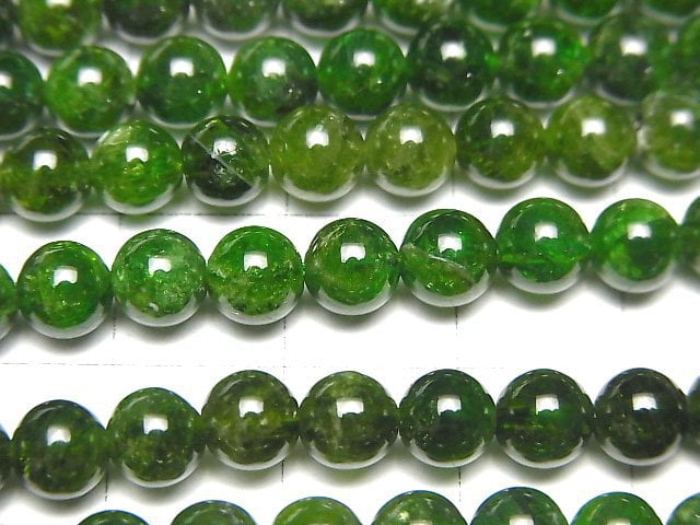 [Video] Russian Chrome Diopside AA Round 5.5mm half or 1strand beads (aprx.15inch/38cm)