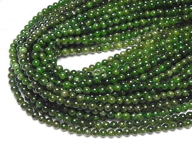 [Video] Russian Chrome Diopside AA Round 5.5mm half or 1strand beads (aprx.15inch/38cm)