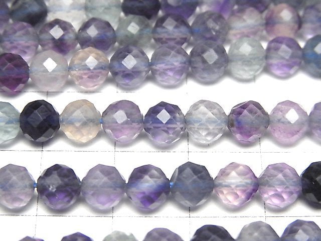 [Video]High Quality! Multicolor Fluorite AA++ Faceted Round 6mm 1strand beads (aprx.15inch/37cm)