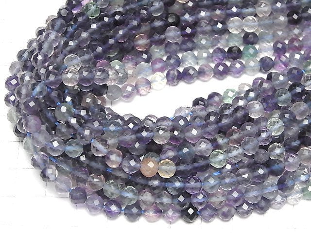 [Video]High Quality! Multicolor Fluorite AA++ Faceted Round 6mm 1strand beads (aprx.15inch/37cm)