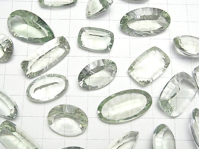 [Video]High Quality Green Amethyst AAA Loose stone Concave Cut Mix shape 2pcs