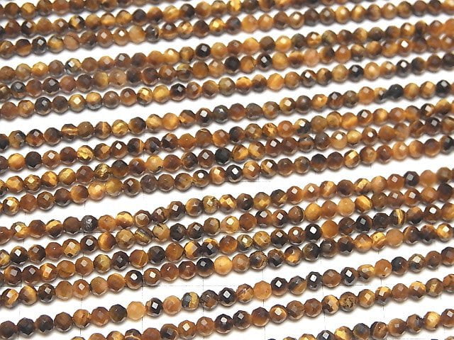 [Video]High Quality! Yellow Tiger's Eye AA++ Faceted Round 3mm 1strand beads (aprx.15inch/37cm)