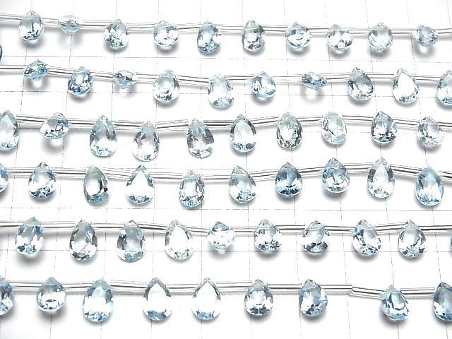 [Video]High Quality Sky Blue Topaz AAA Pear shape Faceted 9x6mm half or 1strand (12pcs )