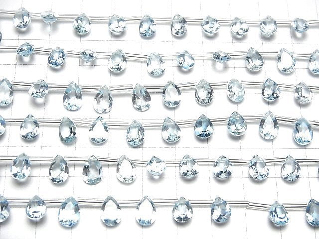 [Video]High Quality Sky Blue Topaz AAA Pear shape Faceted 9x6mm half or 1strand (12pcs )