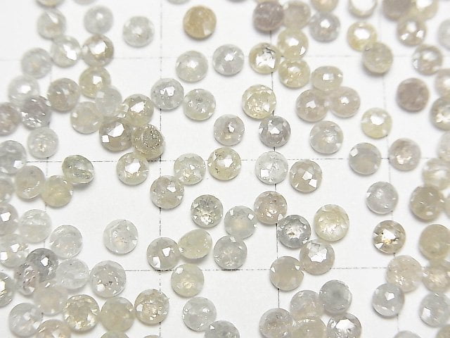 [Video] Light Gray-Yellow Diamond Round Rose Cut 3mm 3pcs